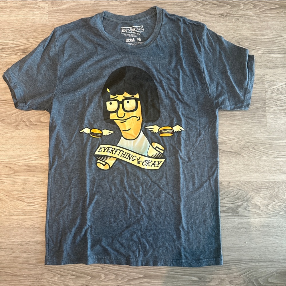 Bob's Burgers Tina Everything is Okay T-Shirt in Heather Navy Blue - Size Medium